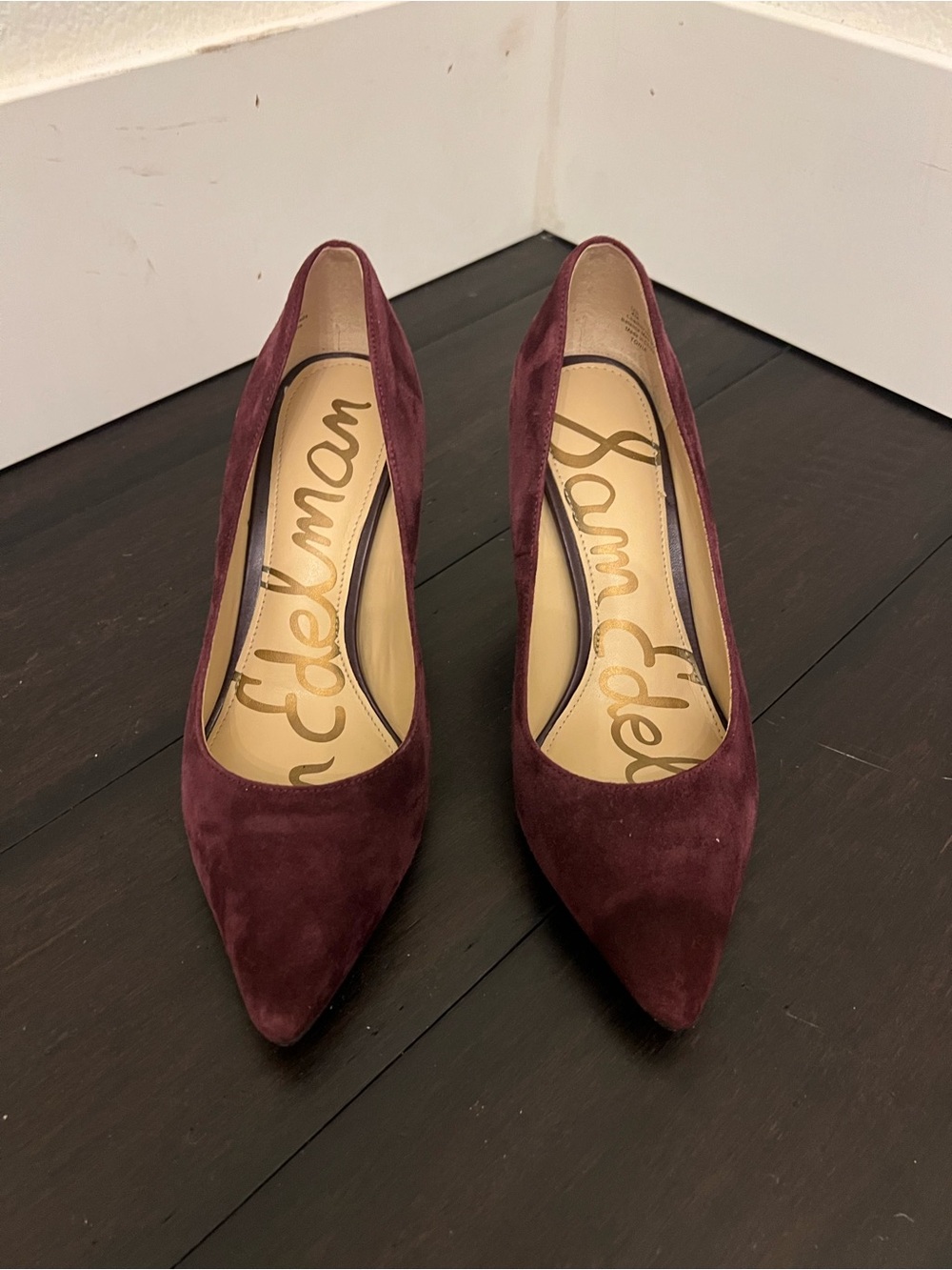 Sam Edelman Burgundy Suede Pointed Toe Pumps